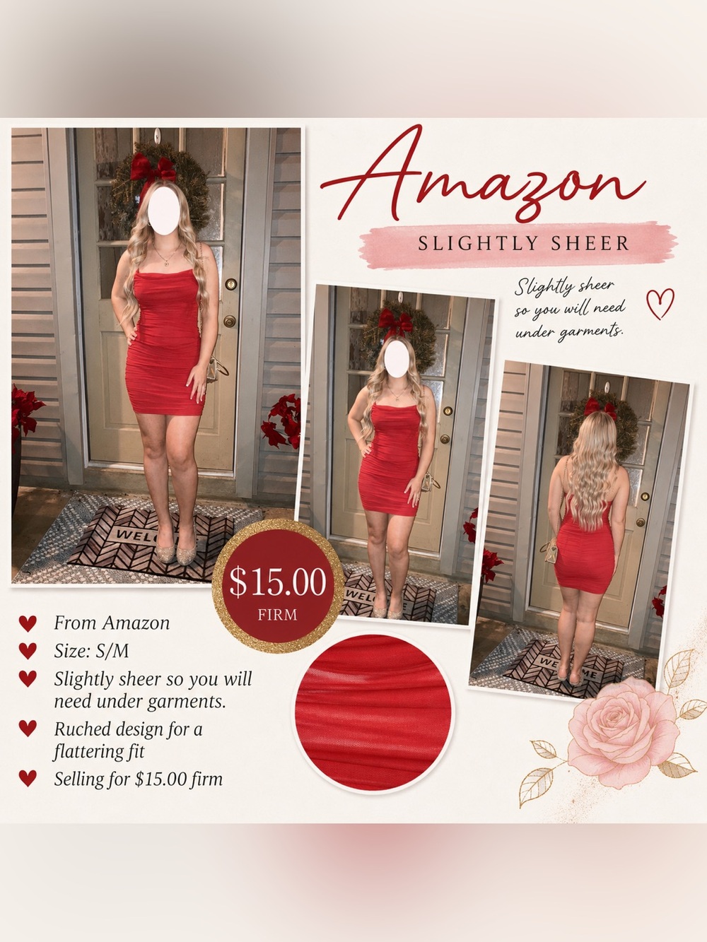 Red Ruched Bodycon Mini Dress/ Homecoming or Night out